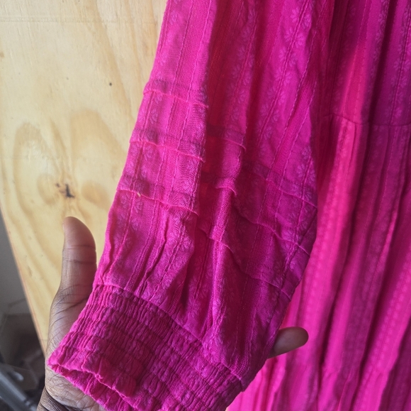 J Jill Vibrant Pink Dress Size 2X Plus Long Sleeves Popover Feminine - Picture 8 of 13